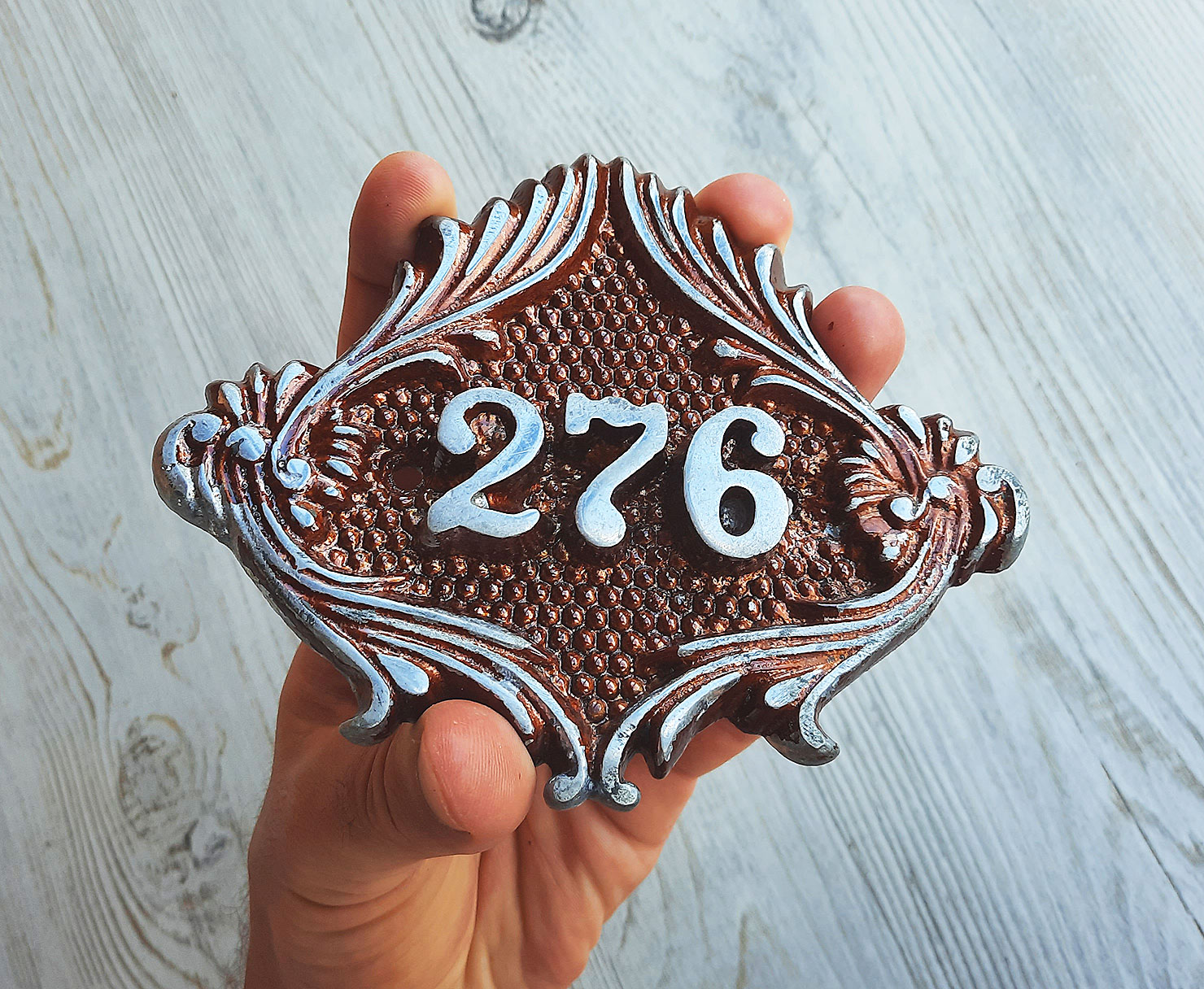 276 address number plaque - old Soviet vintage door plate - Crealandia