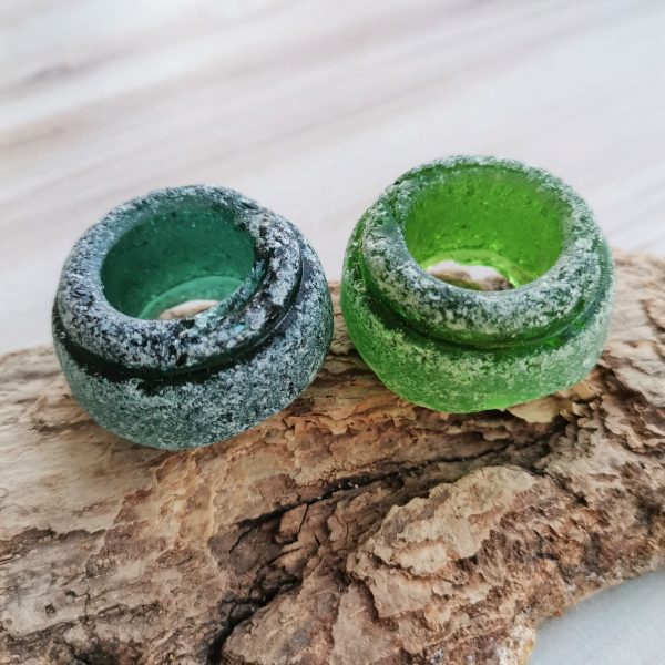 Green bottle neck sea glass 2 pcs.G23