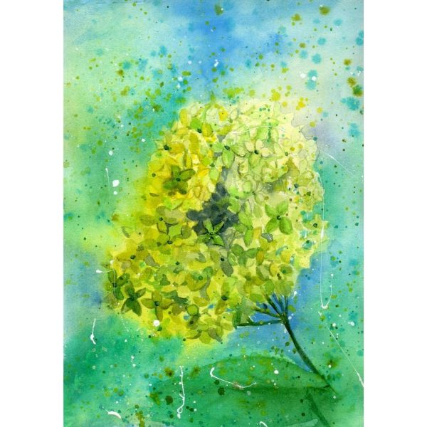 Hydrangea Painting 12*8" Watercolor Floral Art by Yalozik