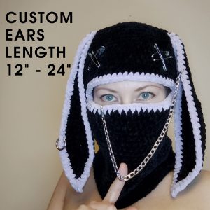 bunny balaclava crochet. gothic bunny balaclava with ears