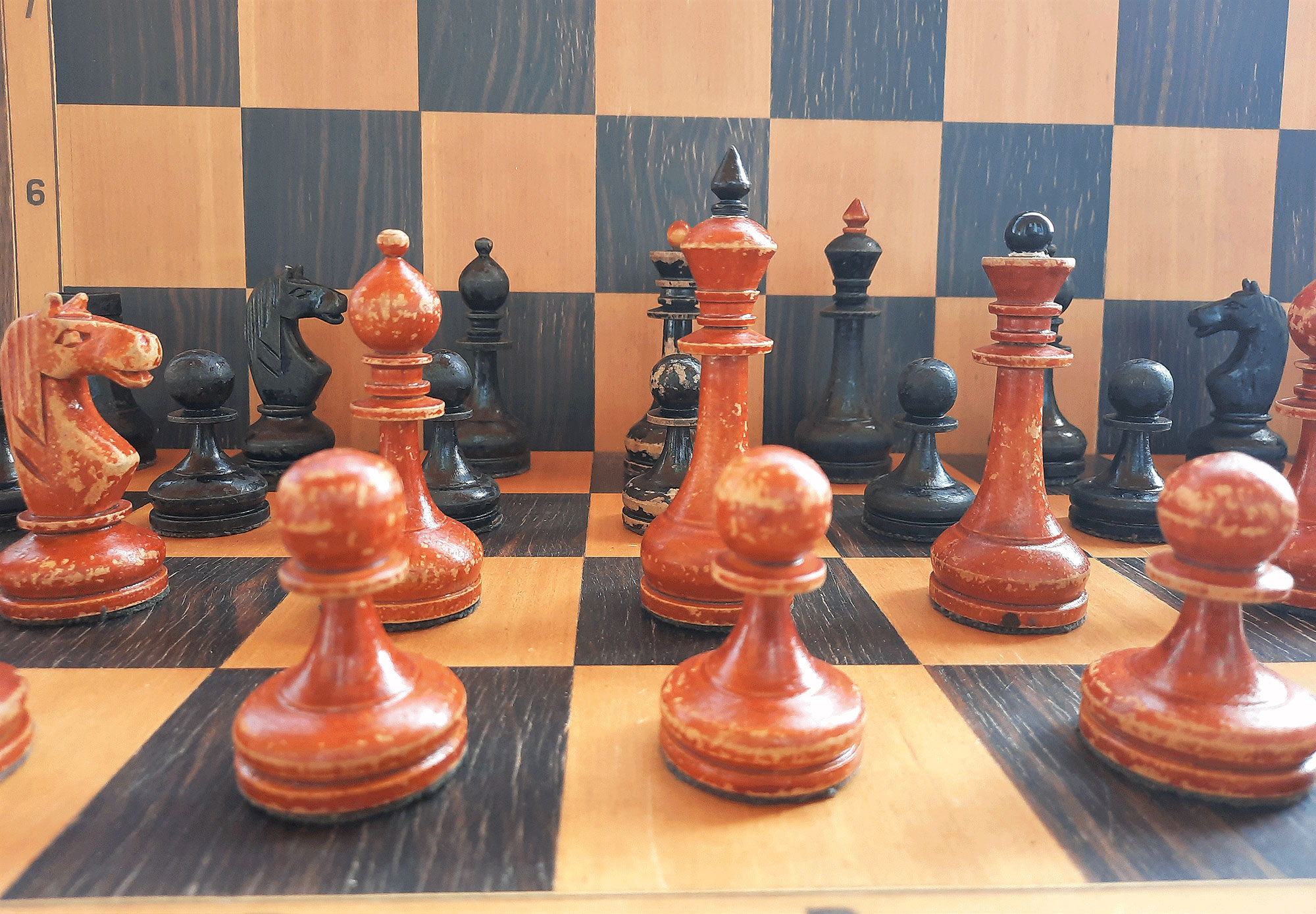 soviet antique chessmen red black
