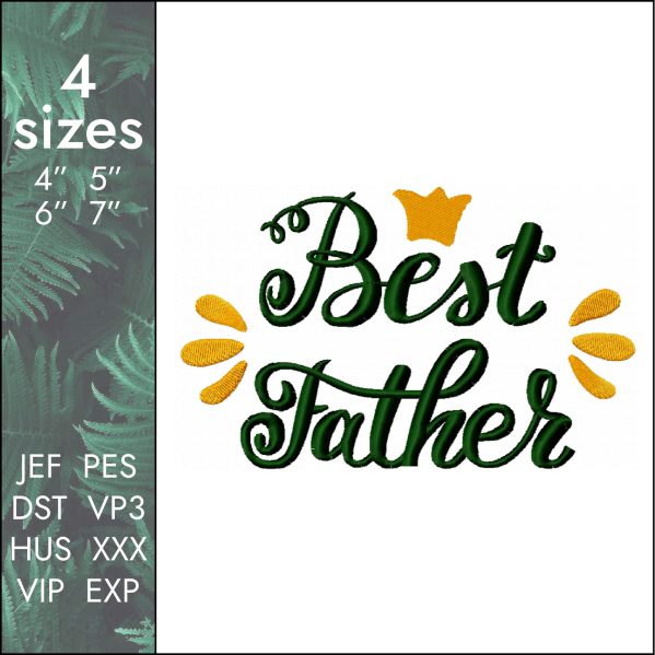 Best father Embroidery Design, husband dad download file, 4 sizes