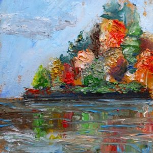 Autumn landscape 5*7″ impasto mini oil art by Yalozik