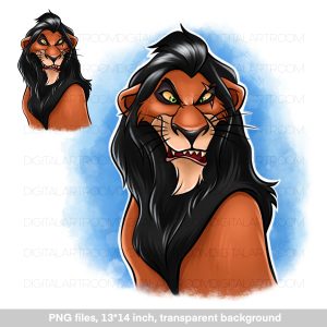 Cartoon lion Scar, png sublimation design