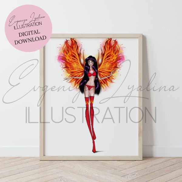 Sailor Mars - inspired fashion illustration