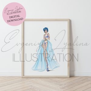 Sailor Mercury - inspired fashion illustration