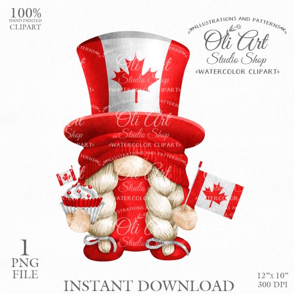 Canada Day Gnome. Hand painted clip art