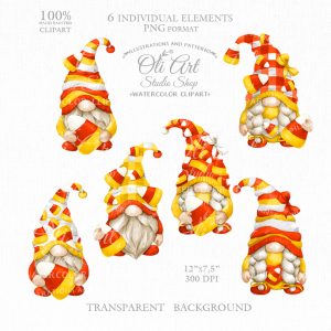 Happy Halloween Digital Clipart. Candy corn gnomes Clipart