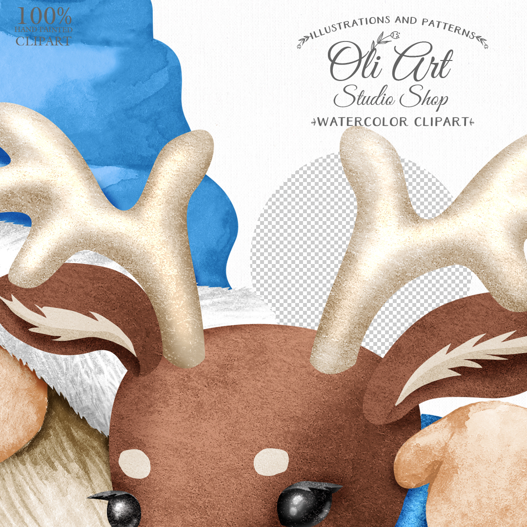 Christmas Gnome Reindeer Blue Cute Characters Hand Drawn graphics 2 Christmas Gnome Reindeer Blue Cute Characters Hand Drawn graphics - Image 2
