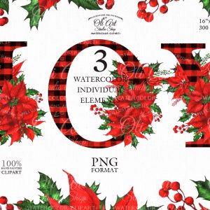 Сhristmas clipart. Happy holidays winter watercolor, JOY PNG.