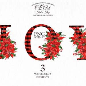 Сhristmas clipart. Happy holidays winter watercolor, JOY PNG.