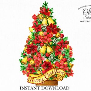 Сhristmas tree clip art Christmas Holiday. Digital christmas clipart