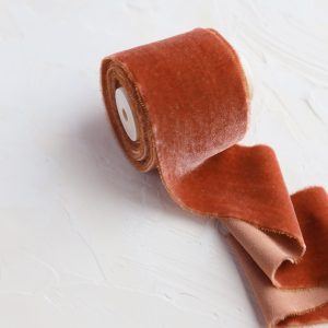 Cinnamon Velvet Silk Ribbon - KrasnovaSilk