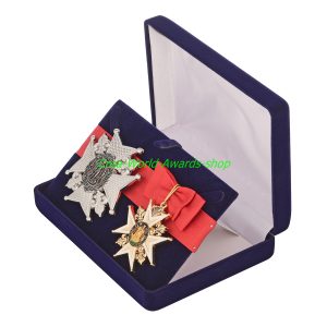 Badge and star of the Order of Saint Louis in a gift box. France. Dummies, copies