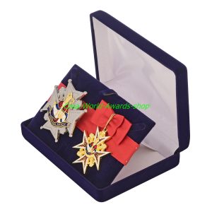 Badge and star of the Order of Saint Januarius in a gift box. Dummies, copies