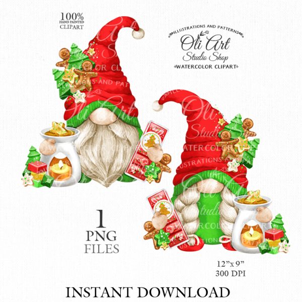 Gnome and waxmelt burner, candle. Digital clipart png