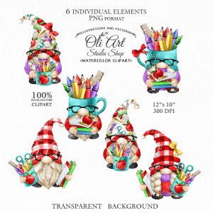 Gnomes teacher clipart, Cute characters, Hand Drawn graphics