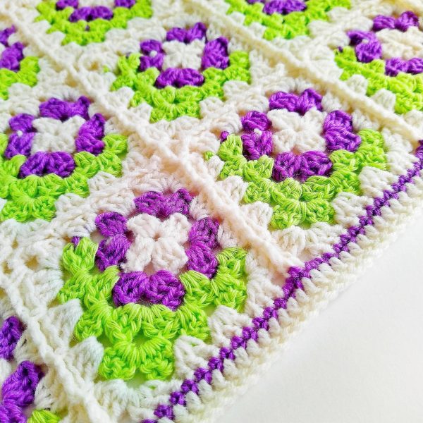 Crochet granny square afghan patterns is made using simple stitches (ch, sc, dc). The pattern has detailed instructions with pictures of each step for additional help. Crochet pattern established for blanket baby but is easily adjustable to any size.