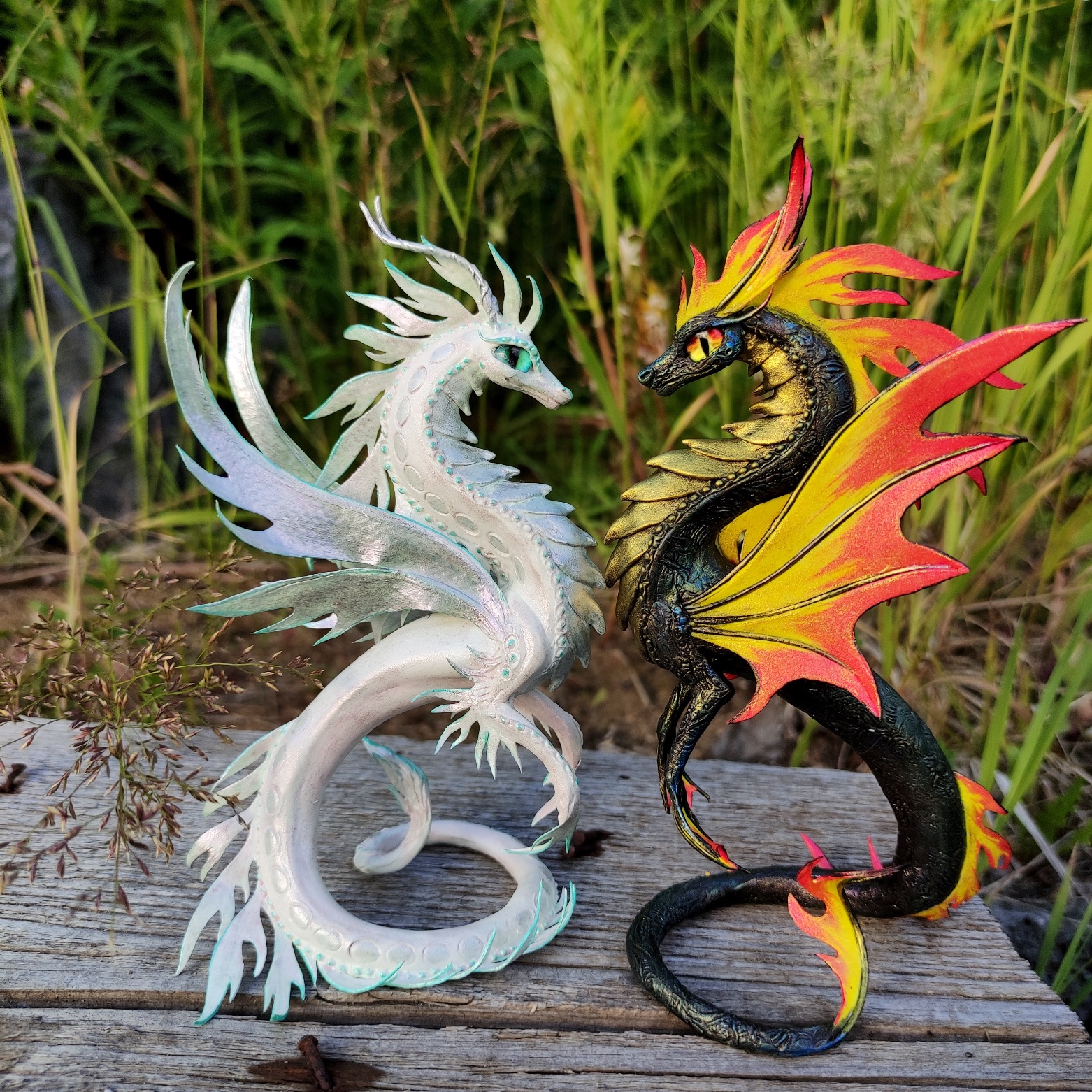 Dragon Unicorn wedding cake topper, animal custom fantasy handmade unique online cake topper, unique wedding gift, unicorn groom, dragon bride