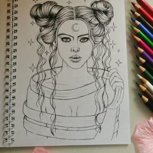 Digital coloring page “Gothic Beauty”