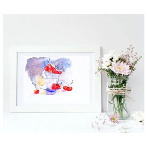 Casa 342 Cherry Painting Watercolor Original Art Still Life Cherry Wall Art
