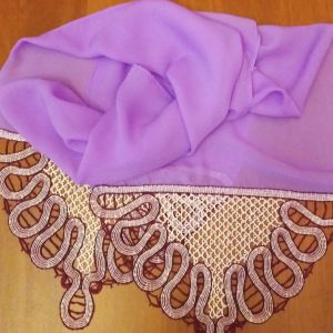 Bobbin lace tie violet. Gift for women. Pattern.