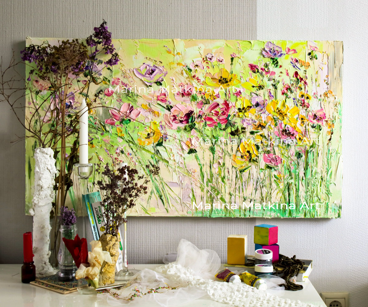 Yellow Flowers Painting by Marina Matkina