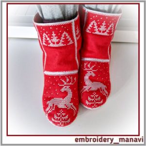 In the hoop Home boots set from 3 sizes machine embroidery designs.