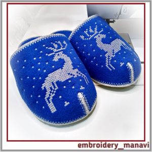 In the hoop Home slippers sizes S machine embroidery design.