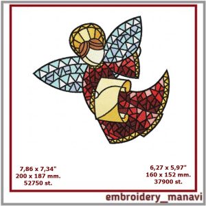 In the hoop Christmas angel 3 Machine Embroidery Design.