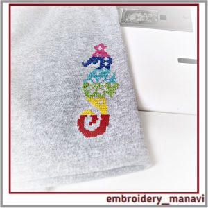 Mercado artesanal 663 Machine-embroidery-design-Sea-Horse-French-cross-stitch.