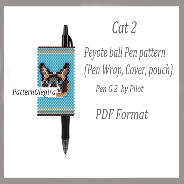 CAT 2 Bead pattern PDF file Beading patterns Beading pen wraps Beading cover pen Beading cats Olegirabeadpatterns
