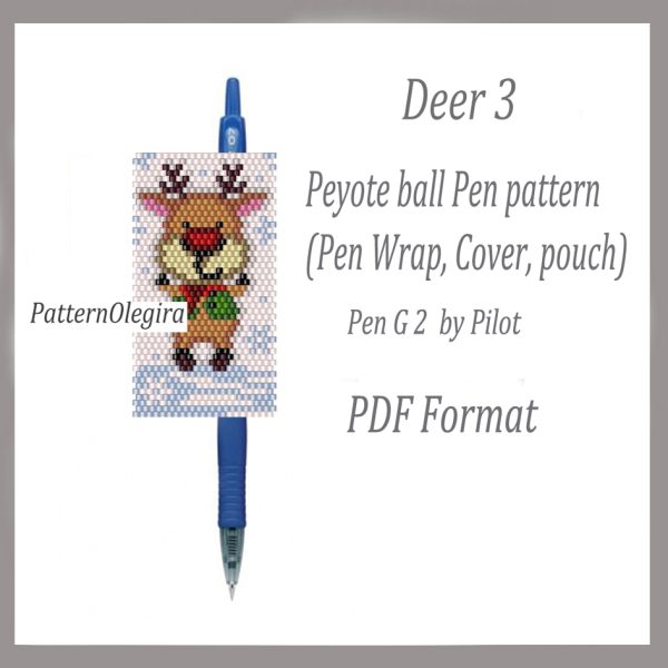 DEER 3 Bead pattern PDF file Bead cover pen Bead pen wraps Beading pattern Christmas patterns Olegirabeadpatterns