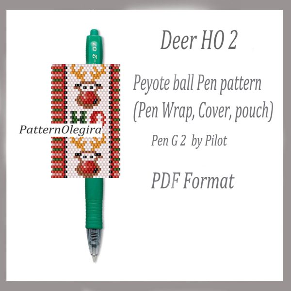 DEER HO 2 Bead pattern PDF file Bead cover pen Bead pen wraps Beading pattern Christmas patterns Olegirabeadpatterns