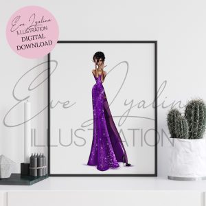 DIGITAL DOWNLOAD Purple Rain (Printable Fashion Illustration)