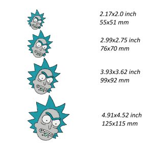 Rick Embroidery Design, Morty cartoon pes dst file, 4 sizes