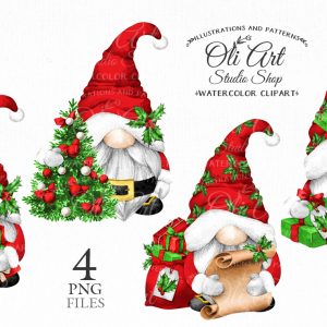 Christmas Digital Clipart. Santa Claus gnome. Christmas gnome