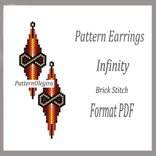 INFINITY Earrings bead pattern PDF file Beading earrings Beading patterns Olegirabeadpatterns