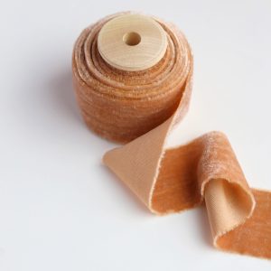 Terracotta Velvet Silk Ribbon - KrasnovaSilk