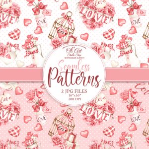 Valentines Day seamless patterns Valentines Patterns Love Patterns