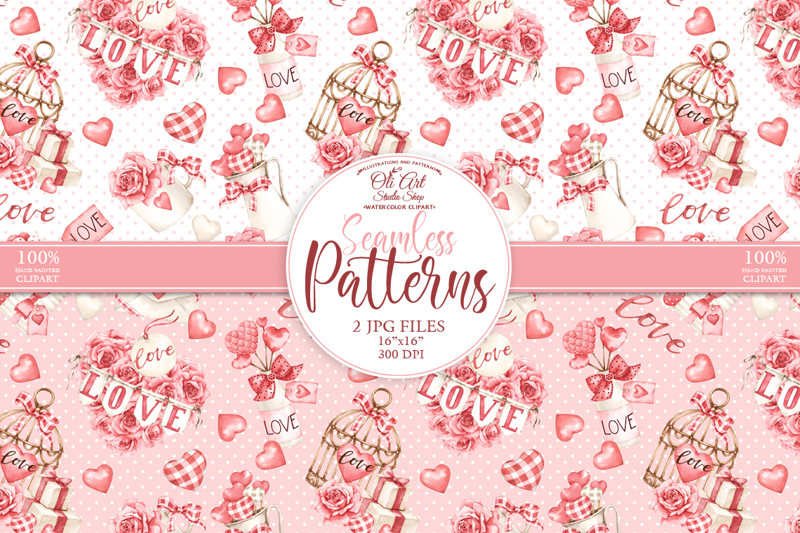 3 Seamless patterns for Valentine's Day - MasterBundles