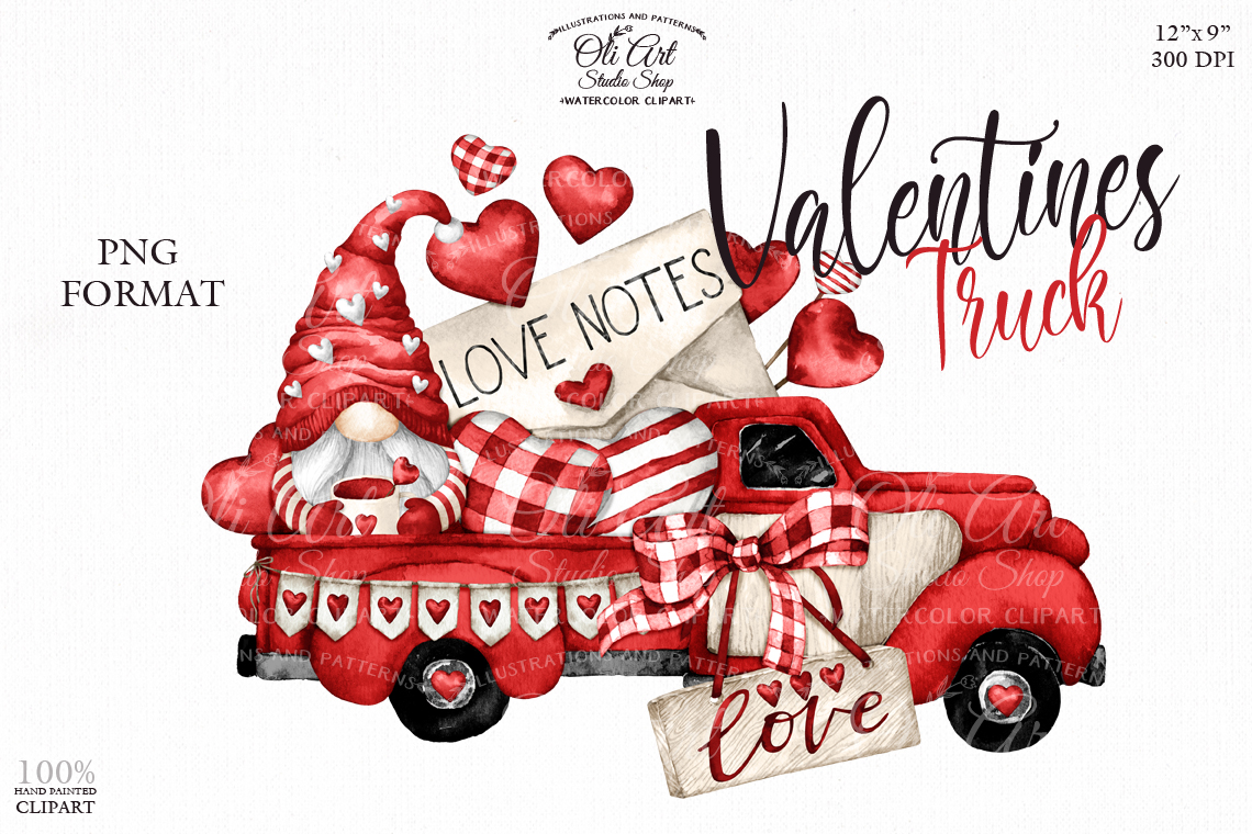 Red Truck With Hearts Happy Valentine's Day Gifts For Women