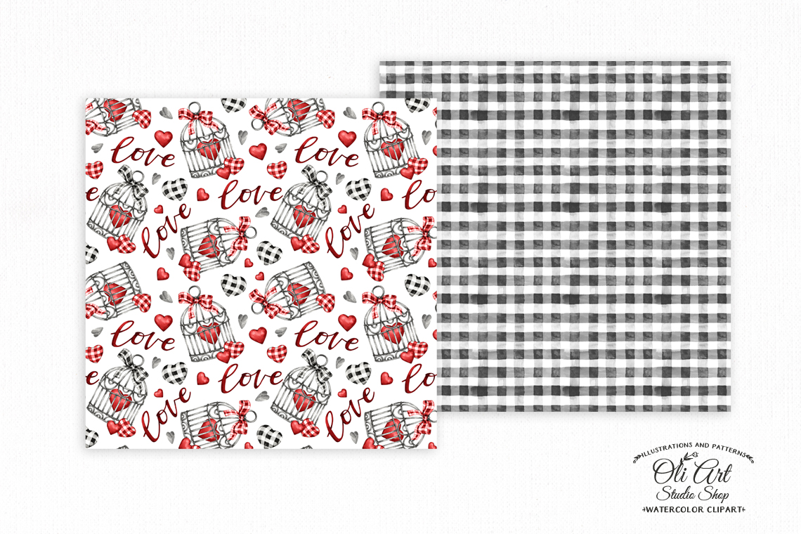 Valentines Day digital paper pack. Valentines Patterns, Love - Crealandia