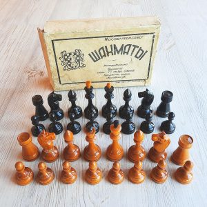 Soviet Chess Set Made 1984 Roman Warriors and Wooden 20 Inch 