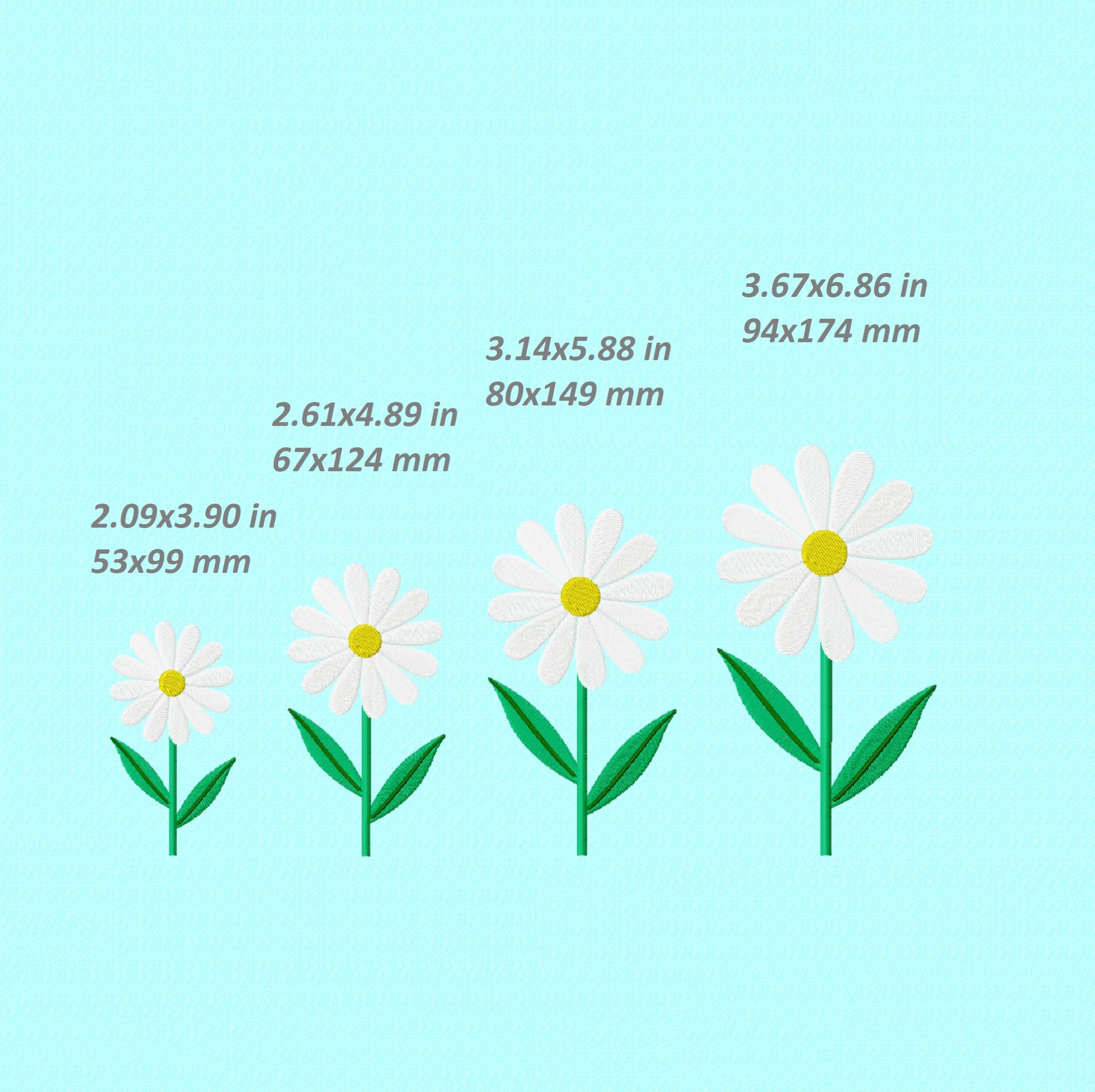 Chamomile Embroidery Design, spring flower stem file dst, 4 sizes 2 Chamomile Embroidery Design, spring flower stem file dst, 4 sizes - Image 2