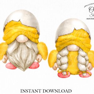 Chick gnome, Easter Gnomes, digital clipart png, сute characters