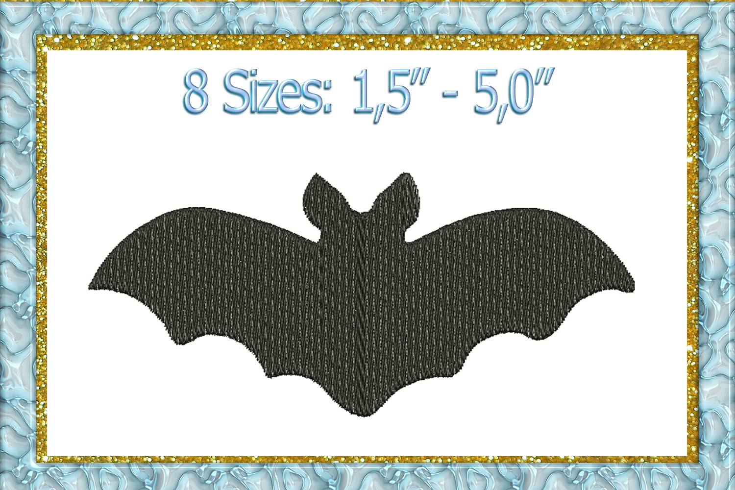 Bat Silhouette Halloween Machine Embroidery Design. 4 Sizes