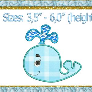 Home 488 Whale Applique machine embroidery design