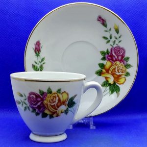Vintage Chinese Porcelain Cup & Saucer Set 5 pcs. Coffee Teacup