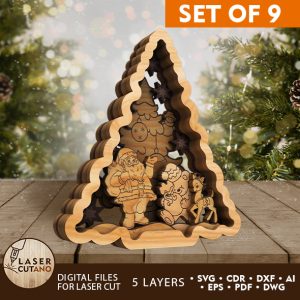 CHRISTMAS ORNAMENTS BUNDLE Laser Cut Files SET OF 9